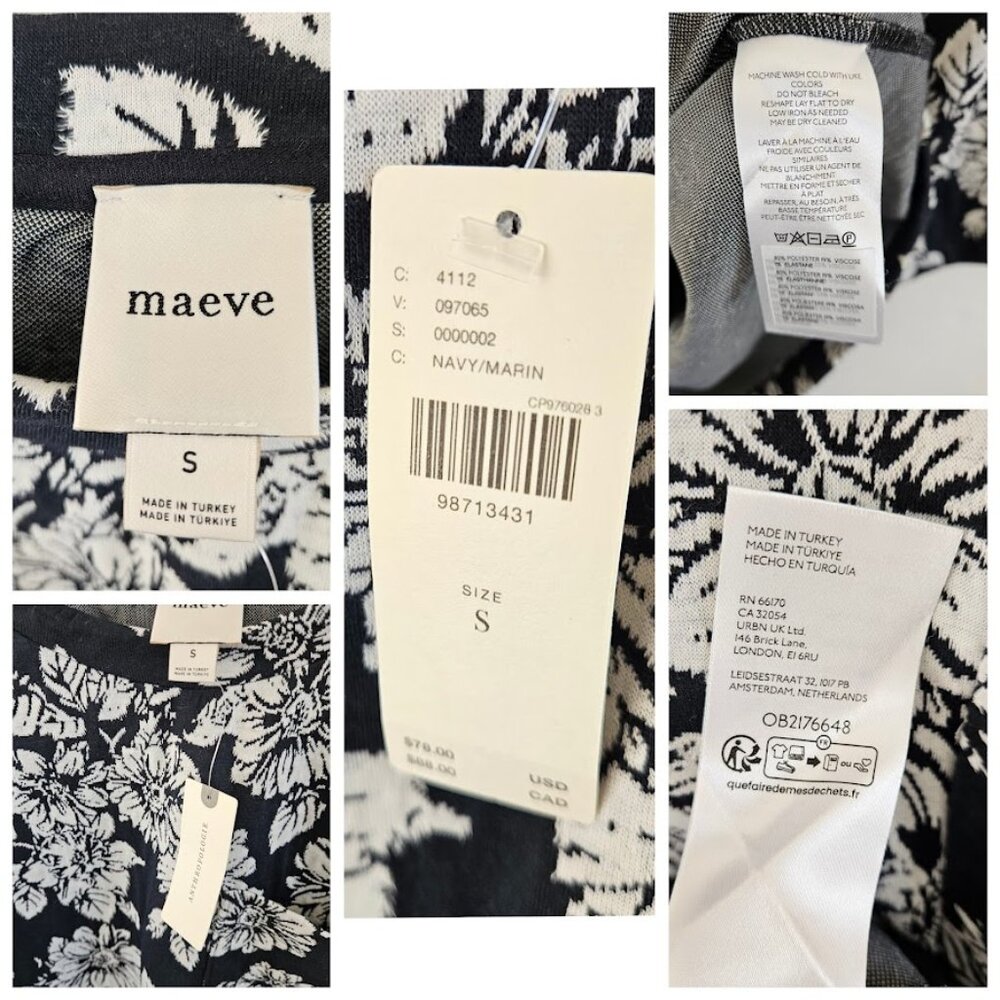 Maeve SET Knit Boxy Tee & Ettie Knit Wide Leg Crop Pants Top S Pants 28 - Picture 9 of 15